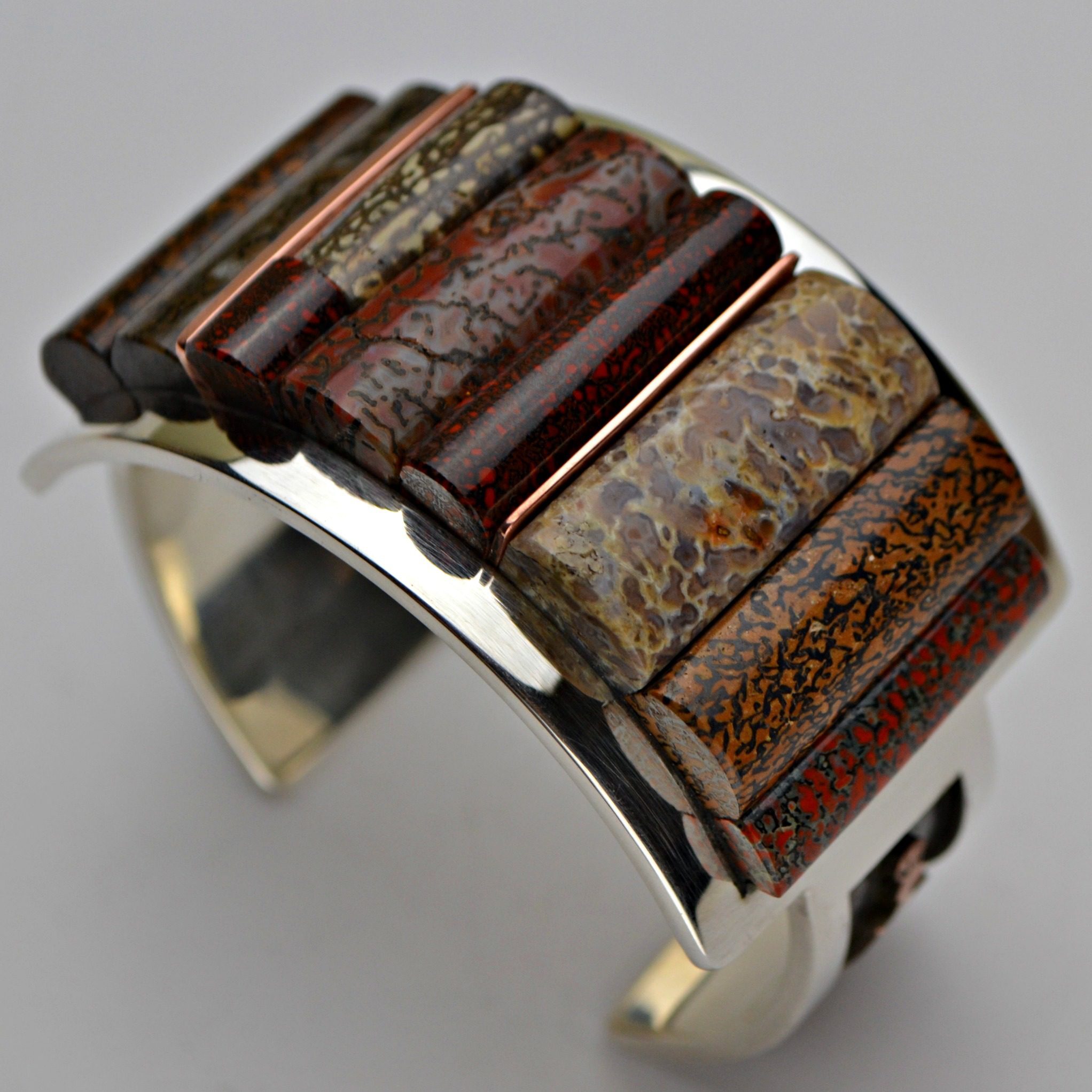 Inlay Dino Bone Sterling silver & fossilized dino bone
